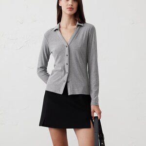 Banana Republic Heather Gray Collared Drop Needle Shirt/NWT/XL